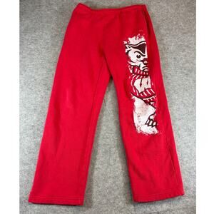 VTG JanSport Wisconsin Badgers Sweatpants Mens Small Red Fleece NCAA Football